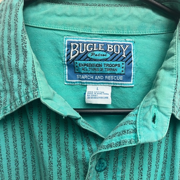 Men’s Bugle Boy S.S. Button Front Shirt Blue Patrol Fly Search Rescue Size Large - Picture 3 of 4
